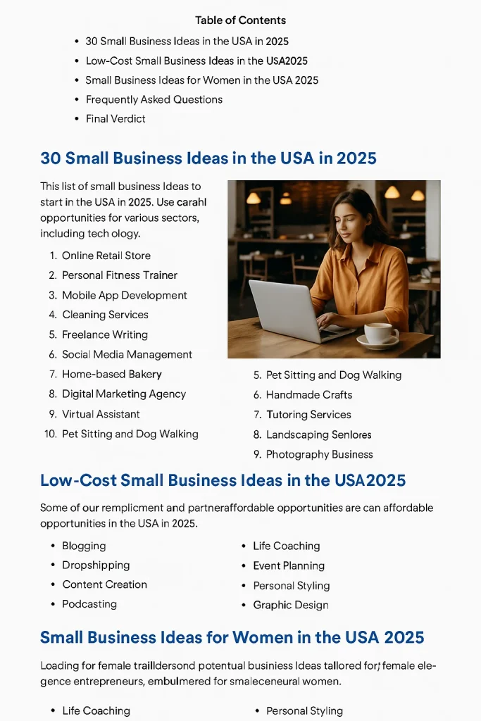 small business ideas for women in USA 2025